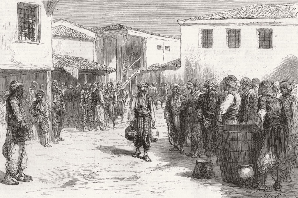 COPS&CROOKS. In the Prison Yard 1877 old antique vintage print picture